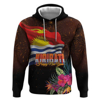 Kiribati Flag and Fireworks Zip Hoodie First Place Welcome the New Year - Polynesian Pride