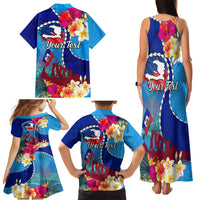 Personalised Haiti 220th Anniversary Independence Day Family Matching Tank Maxi Dress and Hawaiian Shirt Ayiti Flower with Polynesian Pattern LT03 - Polynesian Pride