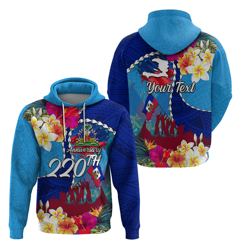 Personalised Haiti 220th Anniversary Independence Day Hoodie Ayiti Flower with Polynesian Pattern LT03 - Polynesian Pride