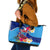 Personalised Haiti 220th Anniversary Independence Day Leather Tote Bag Ayiti Flower with Polynesian Pattern LT03 Blue - Polynesian Pride