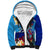 Personalised Haiti 220th Anniversary Independence Day Sherpa Hoodie Ayiti Flower with Polynesian Pattern LT03 Unisex Blue - Polynesian Pride