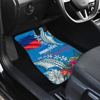 Personalised Haiti Coat Of Arms Car Mats Repiblik d Ayiti Tropical Flower Blue Polynesian Pattern LT03 - Polynesian Pride