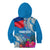 Personalised Haiti Coat Of Arms Kid Hoodie Repiblik d Ayiti Tropical Flower Blue Polynesian Pattern LT03 - Polynesian Pride
