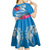 Personalised Haiti Coat Of Arms Kid Short Sleeve Dress Repiblik d Ayiti Tropical Flower Blue Polynesian Pattern LT03 - Polynesian Pride