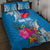 Personalised Haiti Coat Of Arms Quilt Bed Set Repiblik d Ayiti Tropical Flower Blue Polynesian Pattern LT03 - Polynesian Pride