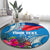 Personalised Haiti Coat Of Arms Round Carpet Repiblik d Ayiti Tropical Flower Blue Polynesian Pattern LT03 - Polynesian Pride