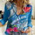 Personalised Haiti Coat Of Arms Women Casual Shirt Repiblik d Ayiti Tropical Flower Blue Polynesian Pattern LT03 Female Blue - Polynesian Pride