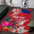 Personalised Haiti Coat Of Arms Area Rug Repiblik d Ayiti Tropical Flower Red Polynesian Pattern LT03 Red - Polynesian Pride