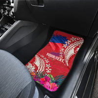 Personalised Haiti Coat Of Arms Car Mats Repiblik d Ayiti Tropical Flower Red Polynesian Pattern LT03 - Polynesian Pride