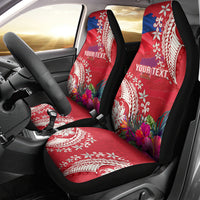 Personalised Haiti Coat Of Arms Car Seat Cover Repiblik d Ayiti Tropical Flower Red Polynesian Pattern LT03 - Polynesian Pride