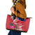 Personalised Haiti Coat Of Arms Leather Tote Bag Repiblik d Ayiti Tropical Flower Red Polynesian Pattern LT03 Red - Polynesian Pride