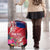 Personalised Haiti Coat Of Arms Luggage Cover Repiblik d Ayiti Tropical Flower Red Polynesian Pattern LT03 - Polynesian Pride