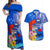 Personalised Samoa 62nd Anniversary Independence Day Couples Matching Off Shoulder Maxi Dress and Hawaiian Shirt Samoan Tribal Flag Style LT03 Blue - Polynesian Pride