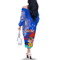 Personalised Samoa 62nd Anniversary Independence Day Family Matching Off Shoulder Long Sleeve Dress and Hawaiian Shirt Samoan Tribal Flag Style LT03 - Polynesian Pride