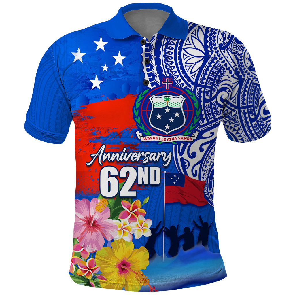 Personalised Samoa 62nd Anniversary Independence Day Polo Shirt Samoan Tribal Flag Style LT03 Blue - Polynesian Pride