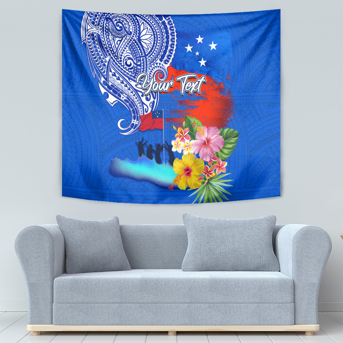 Personalised Samoa 62nd Anniversary Independence Day Tapestry Samoan Tribal Flag Style LT03 - Polynesian Pride