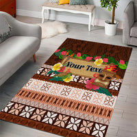 Pasifika Festival Auckland Area Rug Polynesian Tribal with Pacific Pattern Brown Color