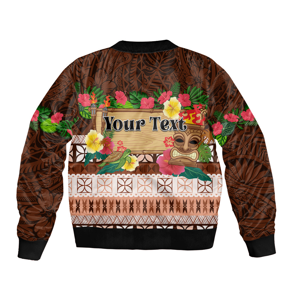 Pasifika Festival Auckland Bomber Jacket Polynesian Tribal with Pacific Pattern Brown Color LT03 - Polynesian Pride
