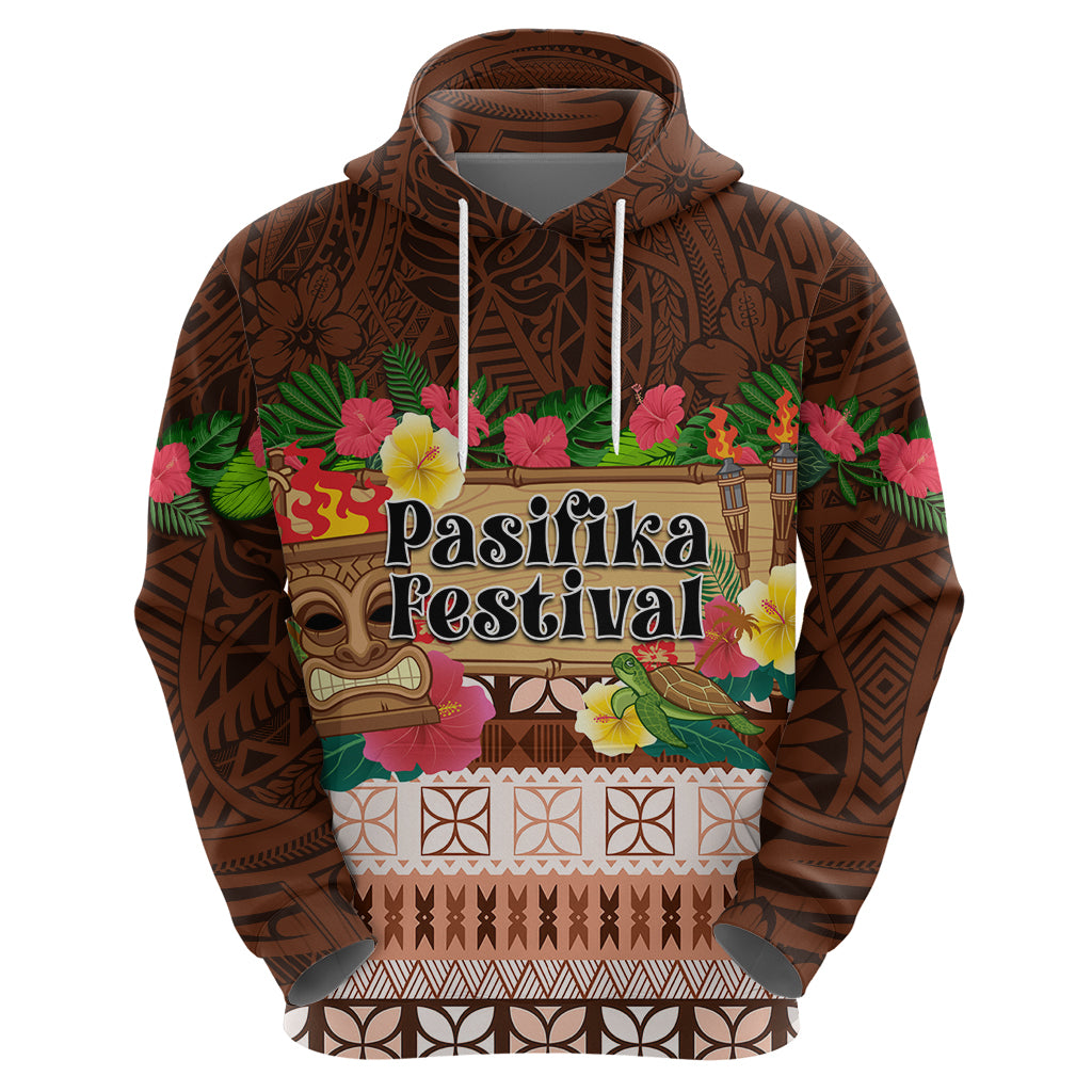 Pasifika Festival Auckland Hoodie Polynesian Tribal with Pacific Pattern Brown Color LT03 - Polynesian Pride