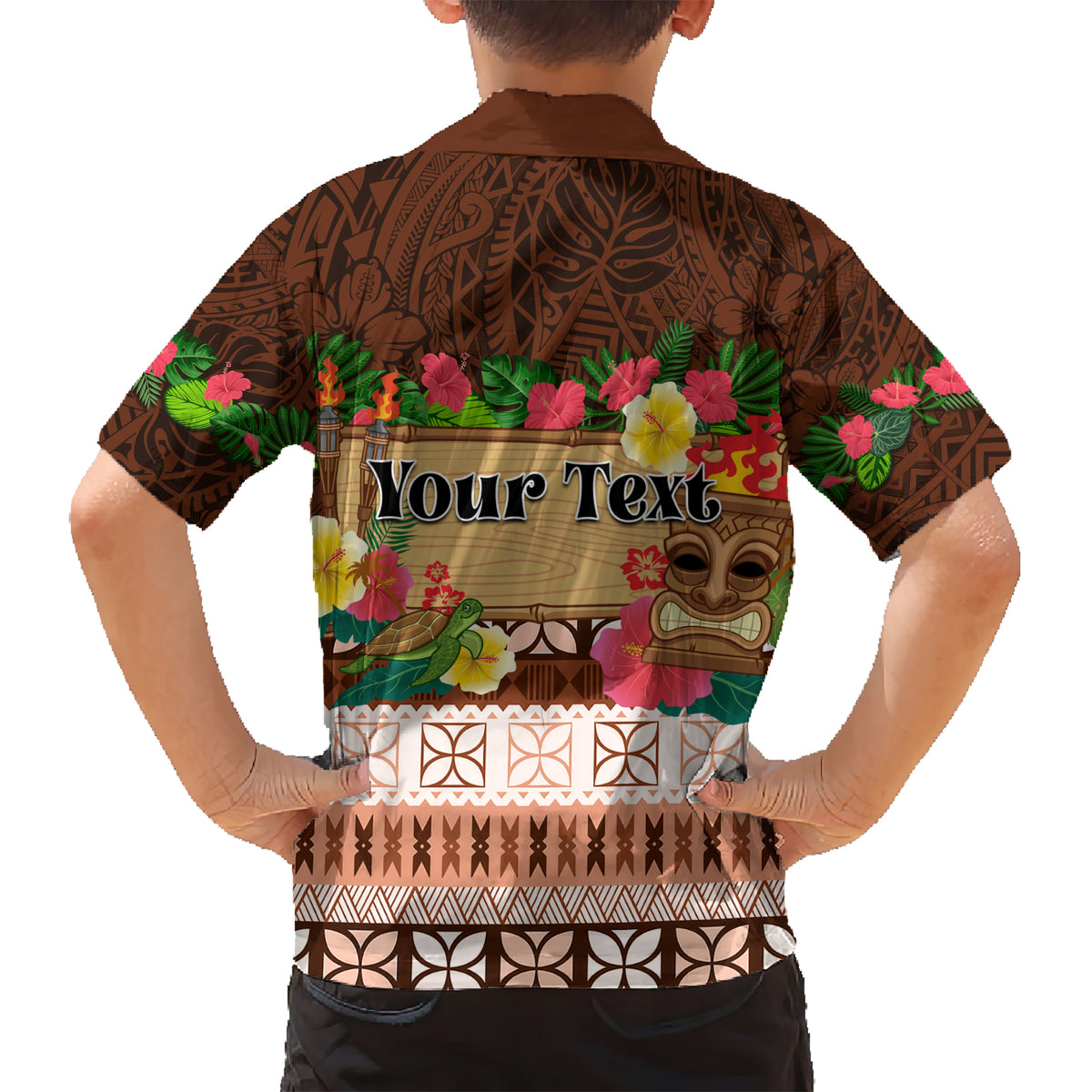 Pasifika Festival Auckland Kid Hawaiian Shirt Polynesian Tribal with Pacific Pattern Brown Color LT03 - Polynesian Pride
