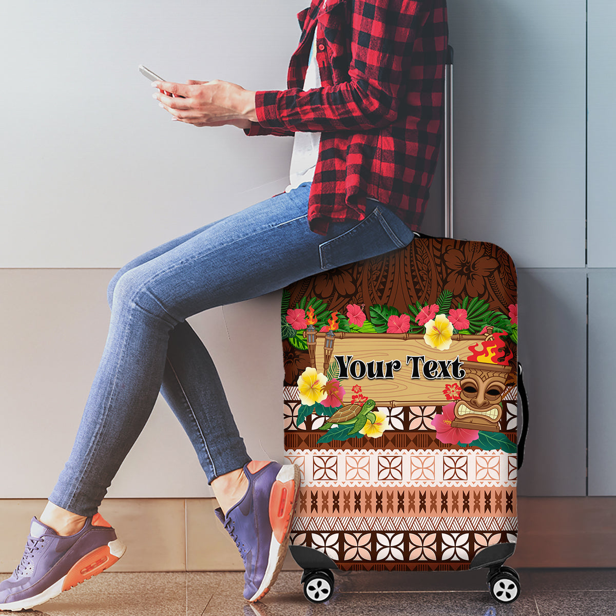 Pasifika Festival Auckland Luggage Cover Polynesian Tribal with Pacific Pattern Brown Color LT03 - Polynesian Pride