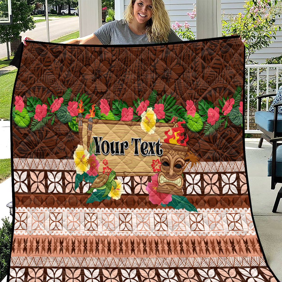 Pasifika Festival Auckland Quilt Polynesian Tribal with Pacific Pattern Brown Color LT03 Brown - Polynesian Pride