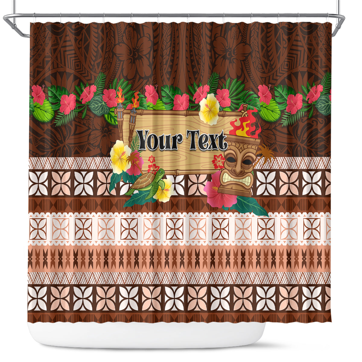 Pasifika Festival Auckland Shower Curtain Polynesian Tribal with Pacific Pattern Brown Color LT03 Brown - Polynesian Pride