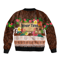 Pasifika Festival Auckland Sleeve Zip Bomber Jacket Polynesian Tribal with Pacific Pattern Brown Color LT03 - Polynesian Pride
