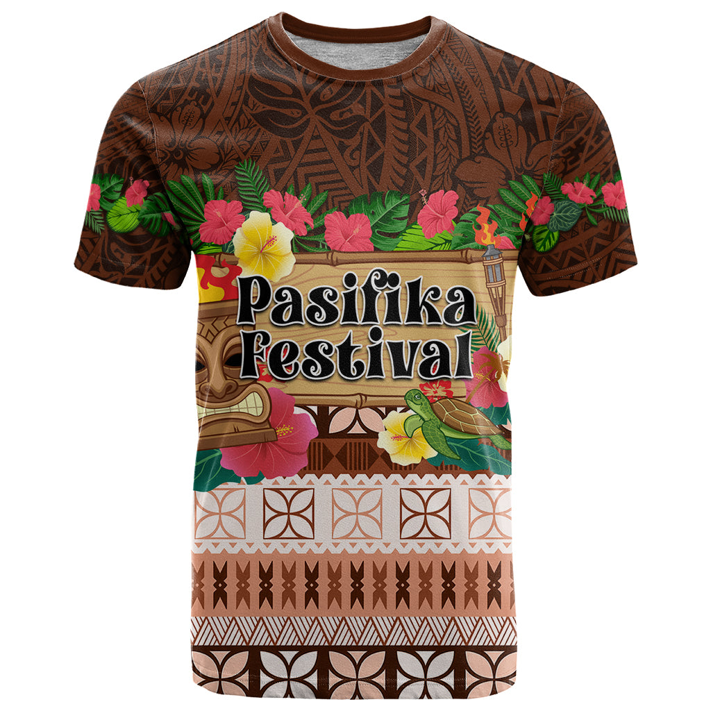 Pasifika Festival Auckland T Shirt Polynesian Tribal with Pacific Pattern Brown Color LT03 Brown - Polynesian Pride