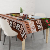 Pasifika Festival Auckland Tablecloth Polynesian Tribal with Pacific Pattern Brown Color