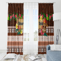 Pasifika Festival Auckland Window Curtain Polynesian Tribal with Pacific Pattern Brown Color