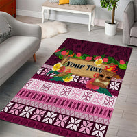 Pasifika Festival Auckland Area Rug Polynesian Tribal with Pacific Pattern Pink Color