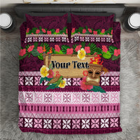 Pasifika Festival Auckland Bedding Set Polynesian Tribal with Pacific Pattern Pink Color