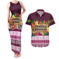 Pasifika Festival Auckland Couples Matching Tank Maxi Dress and Hawaiian Shirt Polynesian Tribal with Pacific Pattern Pink Color LT03 Pink - Polynesian Pride