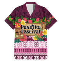 Pasifika Festival Auckland Family Matching Mermaid Dress and Hawaiian Shirt Polynesian Tribal with Pacific Pattern Pink Color LT03 Dad's Shirt - Short Sleeve Pink - Polynesian Pride