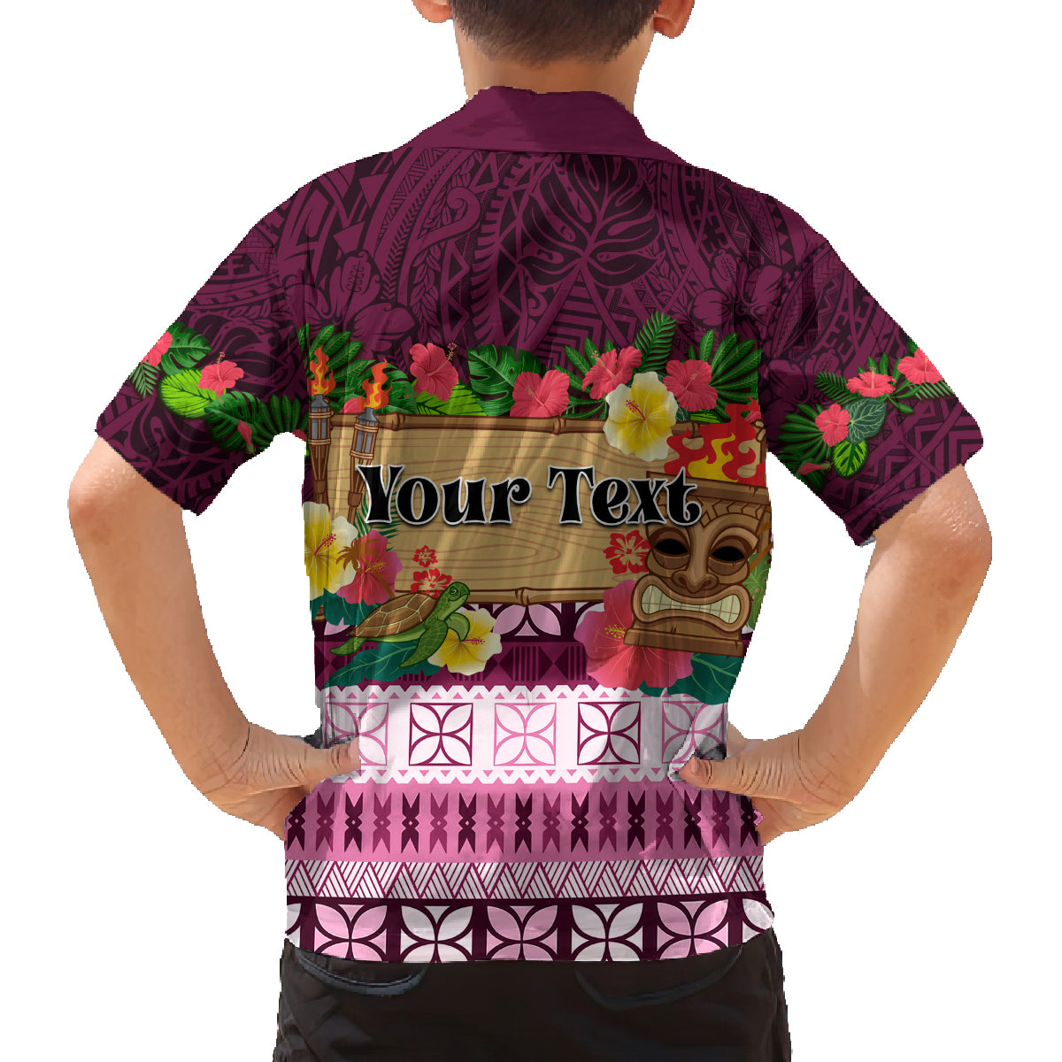 Pasifika Festival Auckland Family Matching Summer Maxi Dress and Hawaiian Shirt Polynesian Tribal with Pacific Pattern Pink Color LT03 - Polynesian Pride