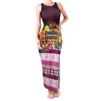 Pasifika Festival Auckland Family Matching Tank Maxi Dress and Hawaiian Shirt Polynesian Tribal with Pacific Pattern Pink Color LT03 Mom's Dress Pink - Polynesian Pride