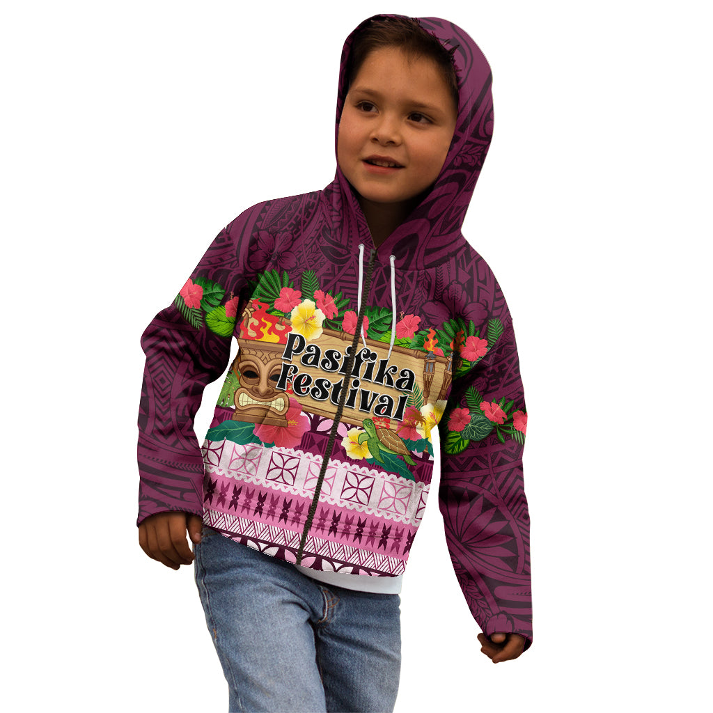 Pasifika Festival Auckland Kid Hoodie Polynesian Tribal with Pacific Pattern Pink Color LT03 - Polynesian Pride