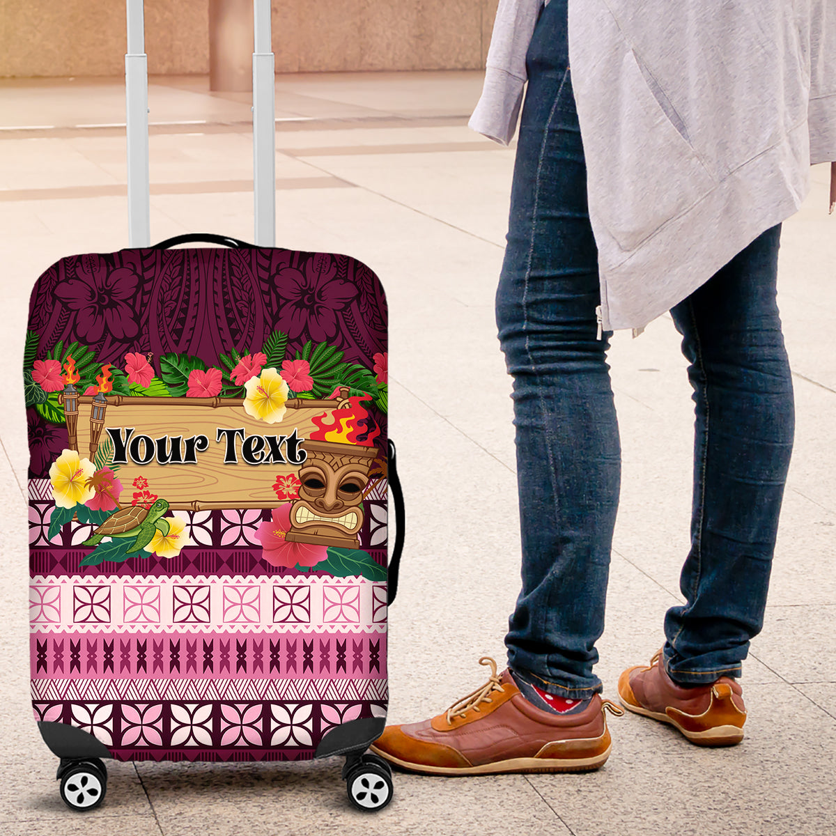 Pasifika Festival Auckland Luggage Cover Polynesian Tribal with Pacific Pattern Pink Color LT03 Pink - Polynesian Pride