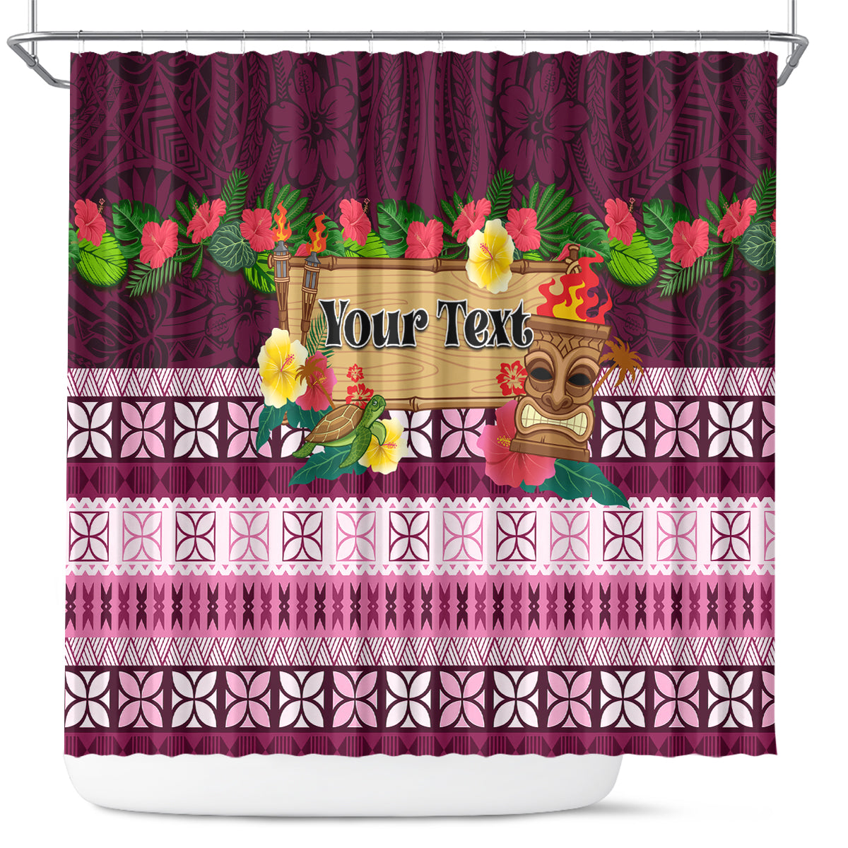 Pasifika Festival Auckland Shower Curtain Polynesian Tribal with Pacific Pattern Pink Color LT03 Pink - Polynesian Pride