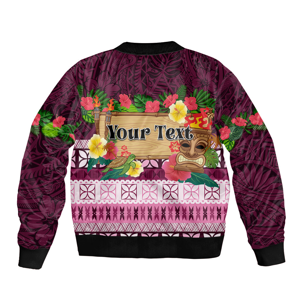 Pasifika Festival Auckland Sleeve Zip Bomber Jacket Polynesian Tribal with Pacific Pattern Pink Color LT03 - Polynesian Pride