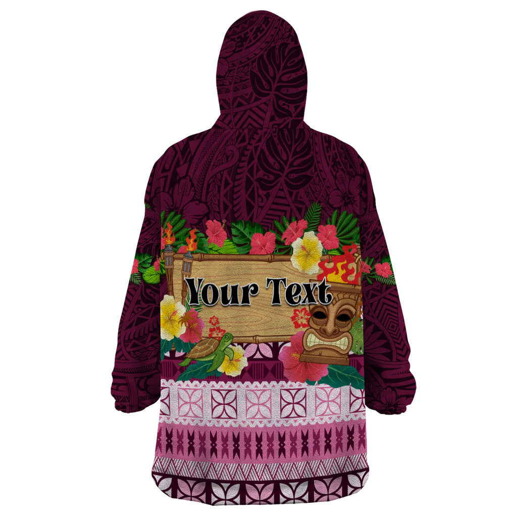 Pasifika Festival Auckland Wearable Blanket Hoodie Polynesian Tribal with Pacific Pattern Pink Color LT03 - Polynesian Pride