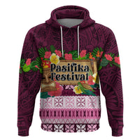 Pasifika Festival Auckland Zip Hoodie Polynesian Tribal with Pacific Pattern Pink Color LT03 Pullover Hoodie Pink - Polynesian Pride