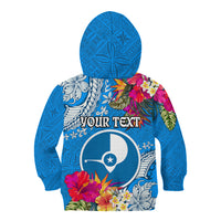 Yap Day Kid Hoodie Tapa Pattern with Hisbiscus LT03 - Polynesian Pride