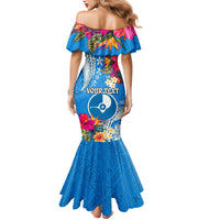 Yap Day Mermaid Dress Tapa Pattern with Hisbiscus LT03 - Polynesian Pride