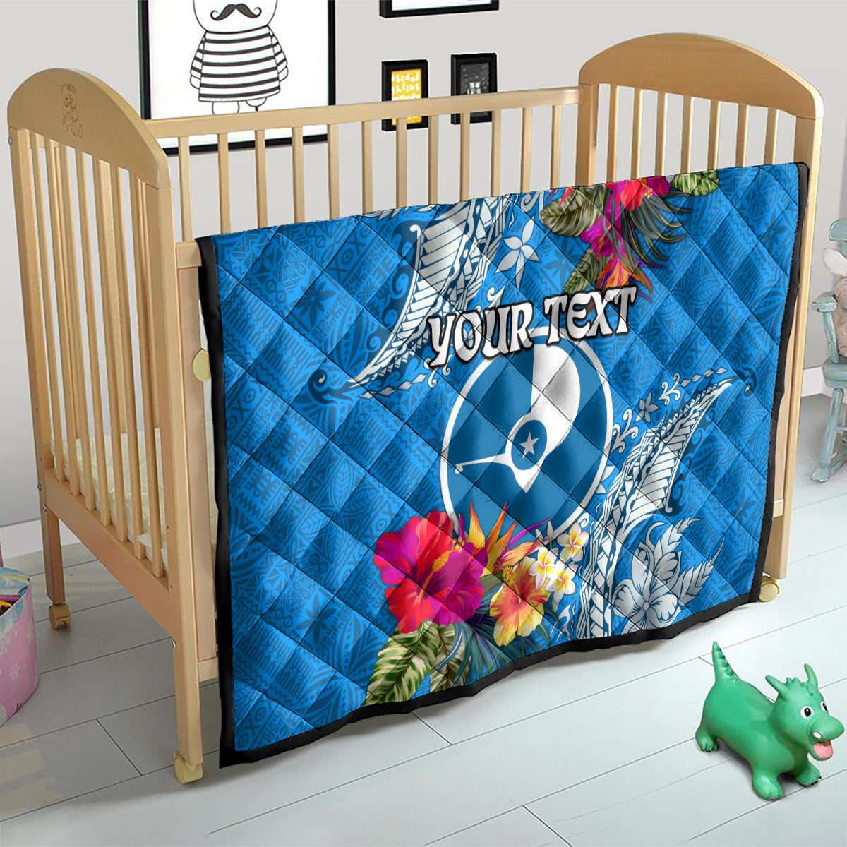 Yap Day Quilt Tapa Pattern with Hisbiscus