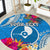 Yap Day Round Carpet Tapa Pattern with Hisbiscus