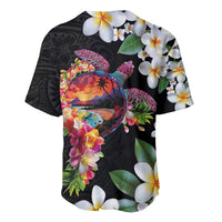 Hawaiian Lei Day Baseball Jersey Plumeria and Turtle with Polynesian Tribal Pattern LT03 - Polynesian Pride