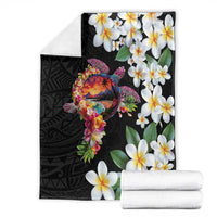 Hawaiian Lei Day Blanket Plumeria and Turtle with Polynesian Tribal Pattern