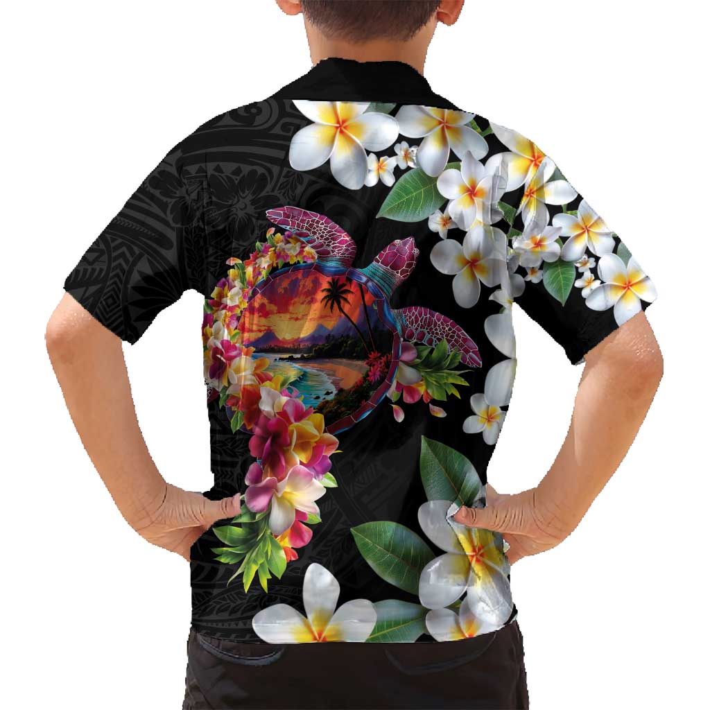 Hawaiian Lei Day Family Matching Tank Maxi Dress and Hawaiian Shirt Plumeria and Turtle with Polynesian Tribal Pattern LT03 - Polynesian Pride